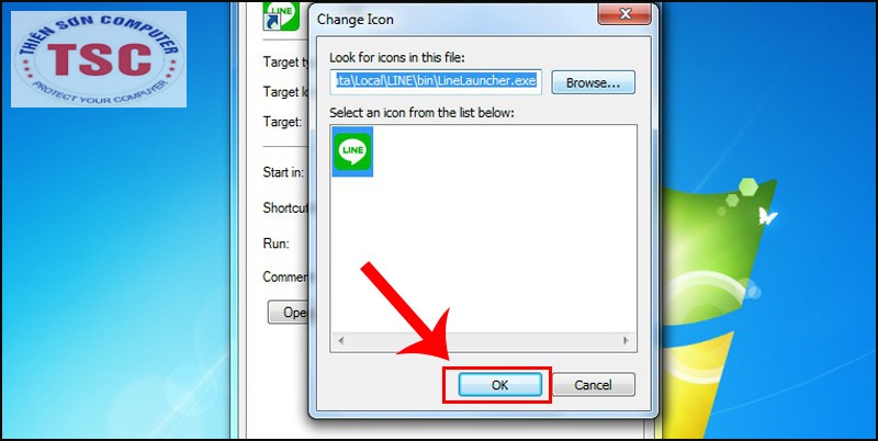 Chọn icon mà bạn muốn nếu thay đổi và nhấn OK