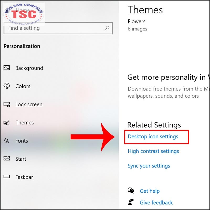 Kéo xuống và chọn Desktop icon settings.