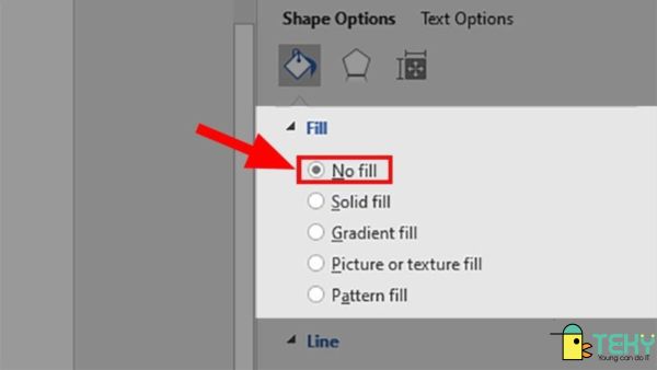Chọn No fill cho Text Box 