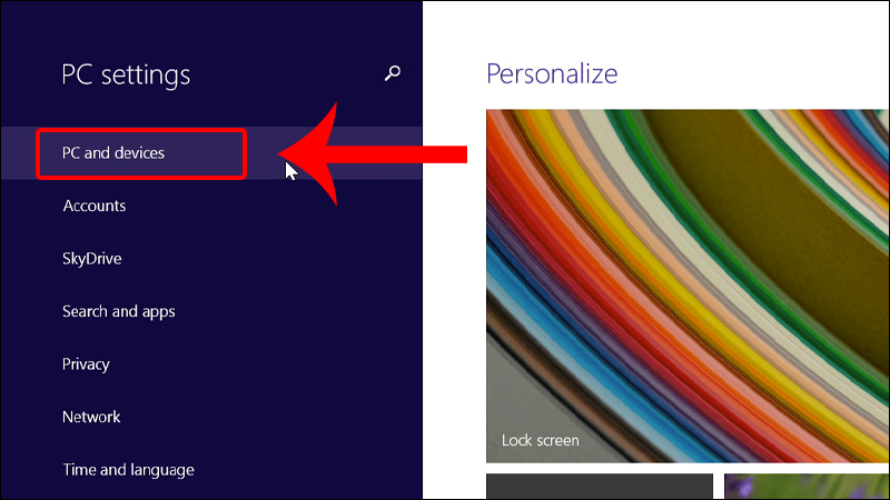 Bạn nhấn vào mục “PC and devices”.
