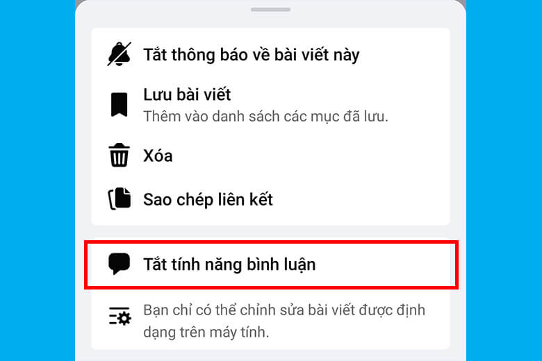 khóa bình luận trên facebook