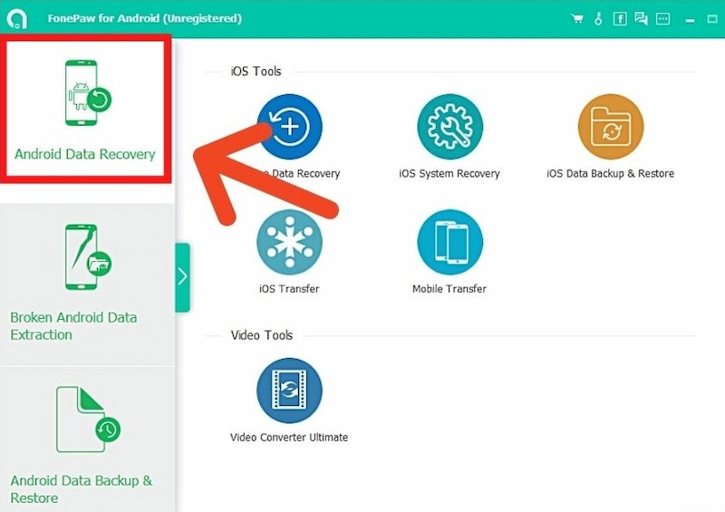 Khởi chạy Data Android Recovery để khôi phục file ghi âm đã xóa