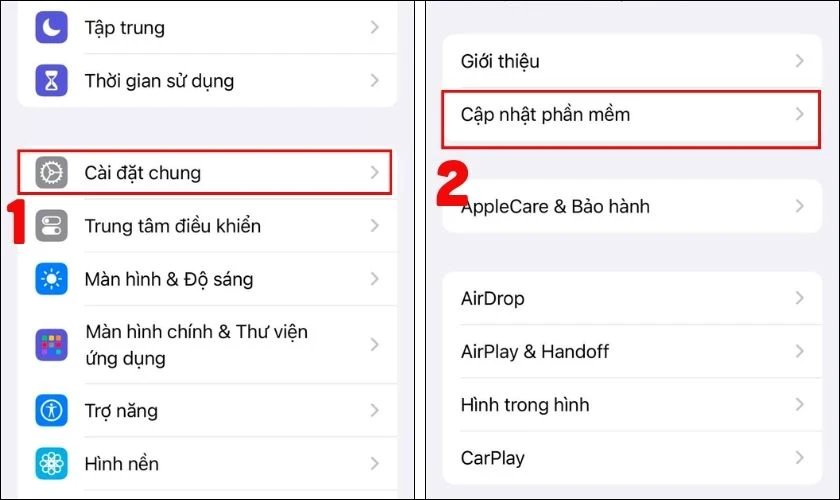 Vào Cài đặt chunh và cập nhật phần mềm iOS mới nhất