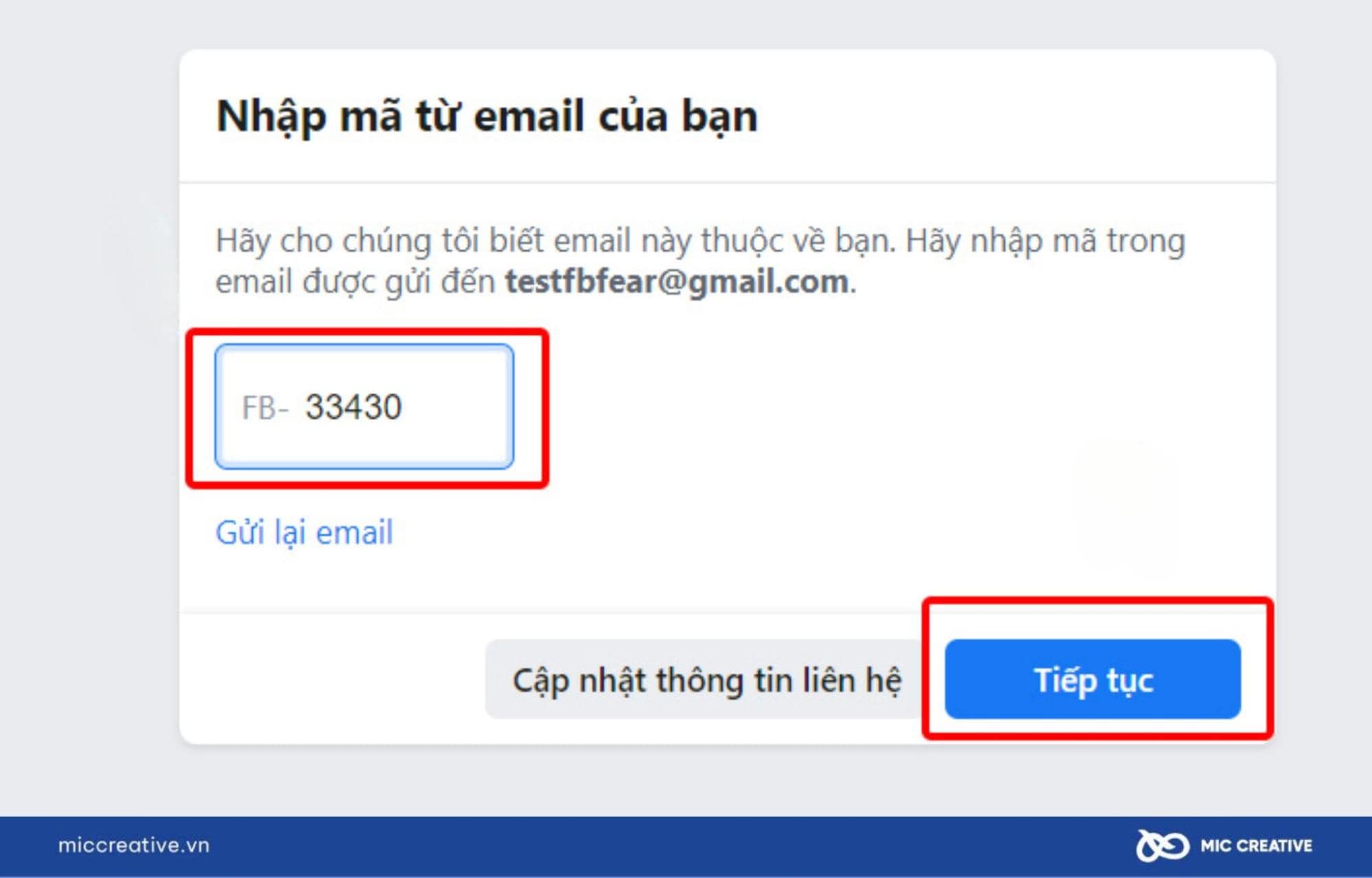 Nhập mã từ email của bạn