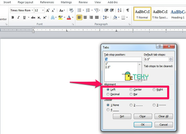 Cách dùng tab trong word đơn giản