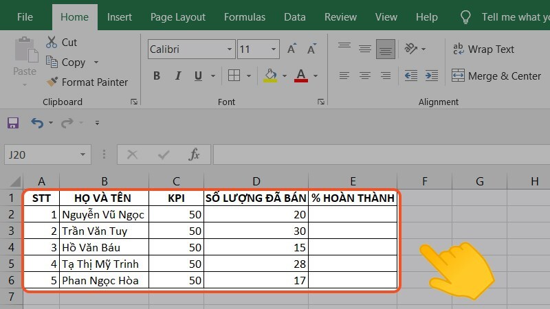 Hướng dẫn cách tính phần trăm trên Excel hoặc Google Sheet bước 1