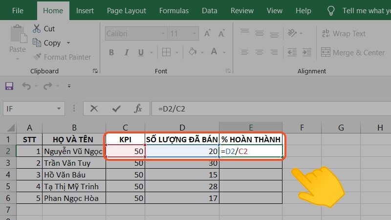 Hướng dẫn cách tính phần trăm trên Excel hoặc Google Sheet bước 2