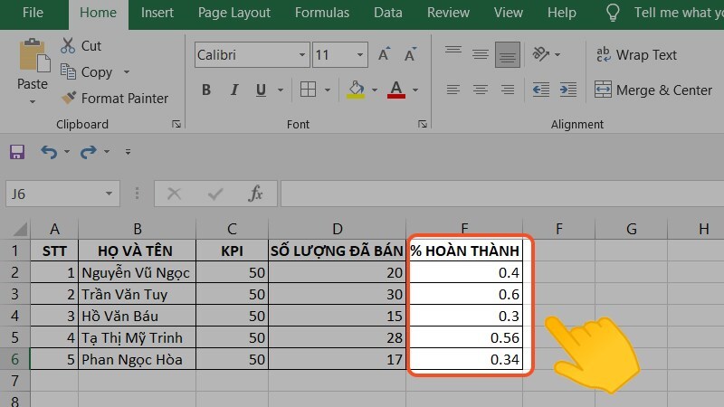 Hướng dẫn cách tính phần trăm trên Excel hoặc Google Sheet bước 3