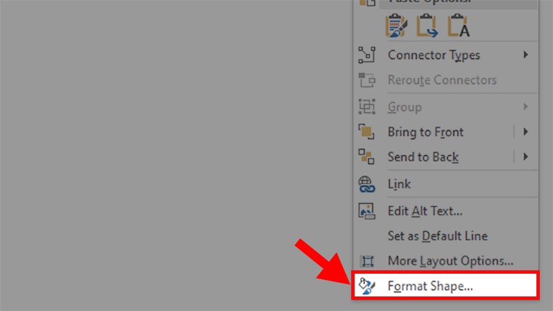 Nhấp chuột phải vào đường thẳng vừa vẽ > Chọn Format Shape