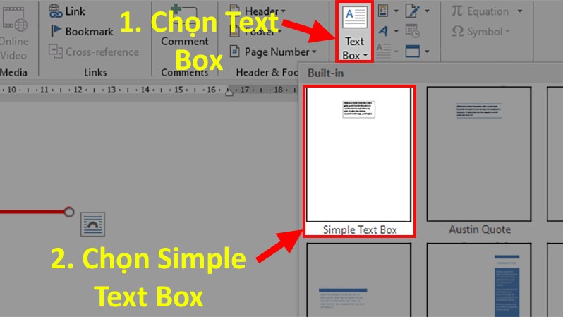 Đi đến phần Text > Chọn Text Box > Chọn kiểu Simple Text Box