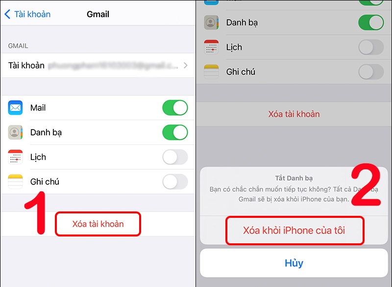 Cách xóa tài khoản Google trên iPhone trong Cài đặt