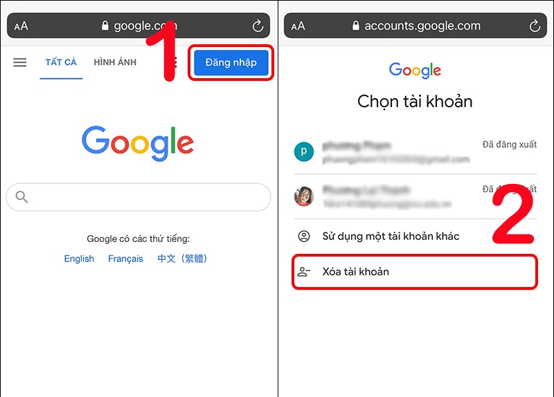 Cách xóa tài khoản Google trên iPhone khỏi trình duyệt web