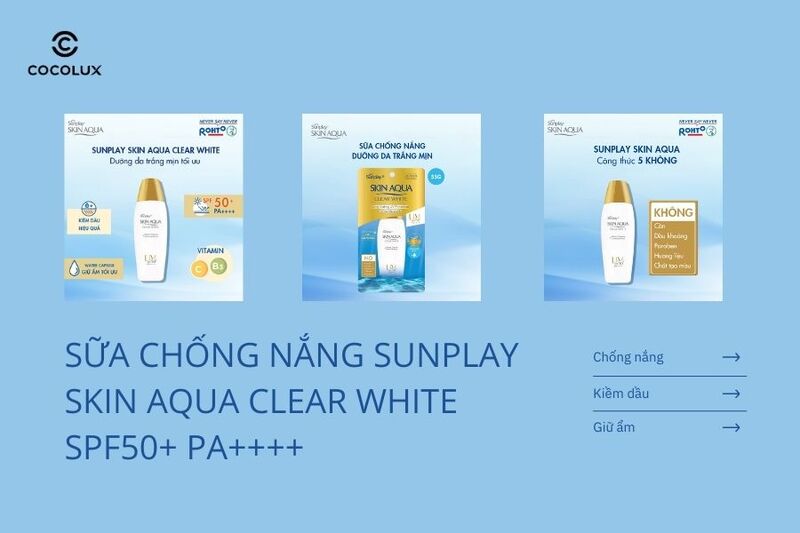 Sữa Chống Nắng Sunplay Skin Aqua Clear White SPF50+ PA++++ Dưỡng Da Trắng Mịn 55g