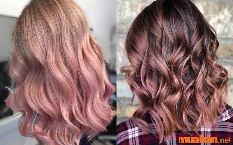 Tóc ombre/highlight nâu hồng đào giúp tôn lên vẻ đẹp khuôn mặt