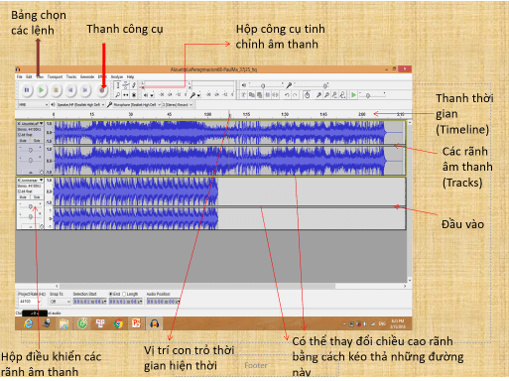 Lý thuyết Tin học 9 Bài 13: Phần mềm ghi âm và xử lí âm thanh Audacity (hay, chi tiết)