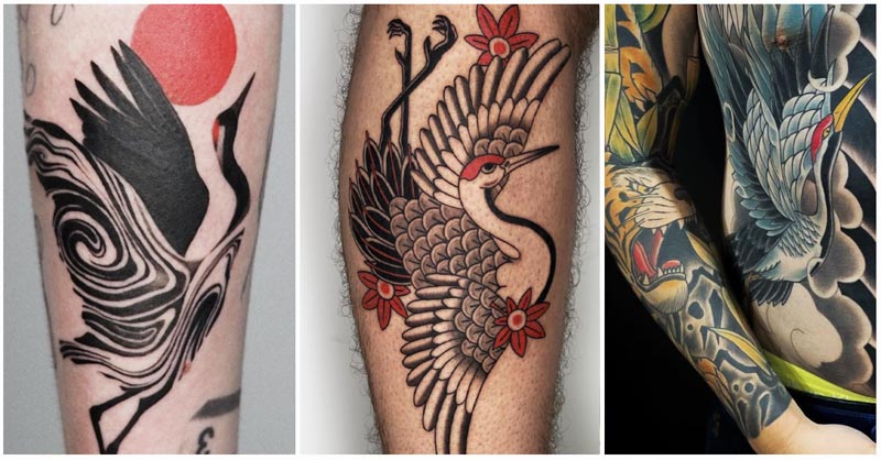 Hình xăm chim hạc tattoo nhật cổ