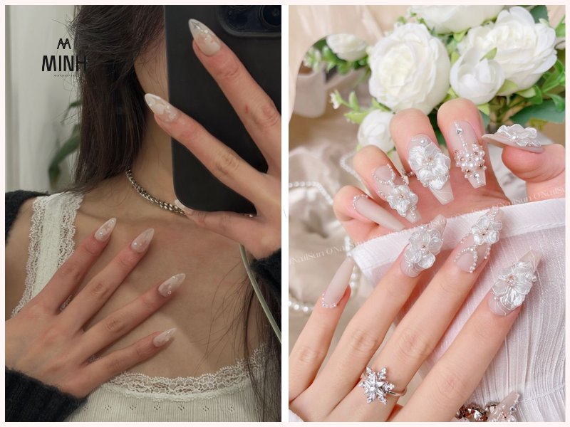 Mẫu nail màu trắng phù hợp với hầu hết mọi tone da 