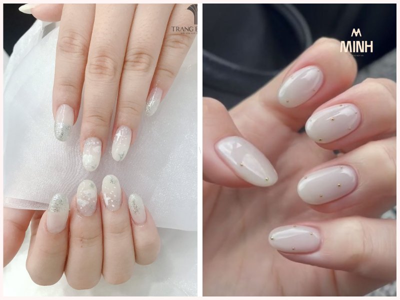 Nail trắng gạo trendy