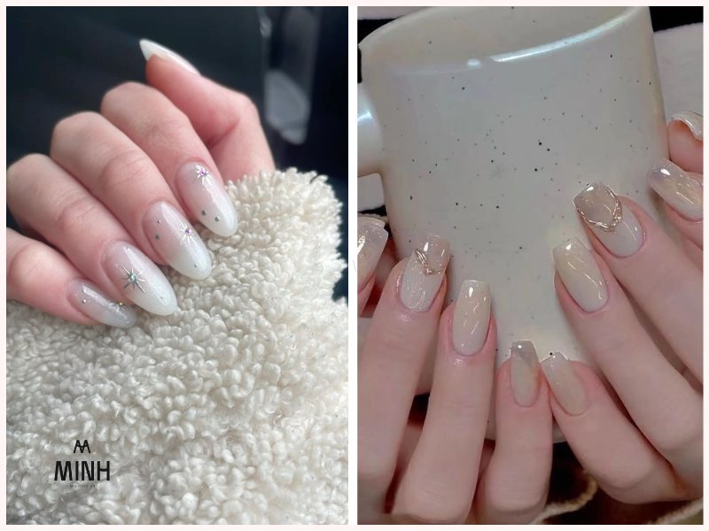 Mẫu nail trắng cho móng dài