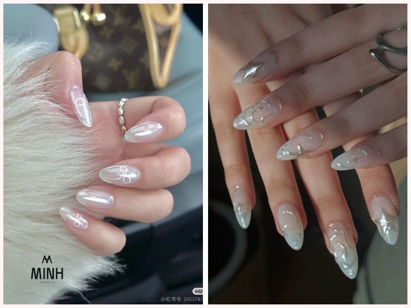 Mẫu nail trắng cho móng dài