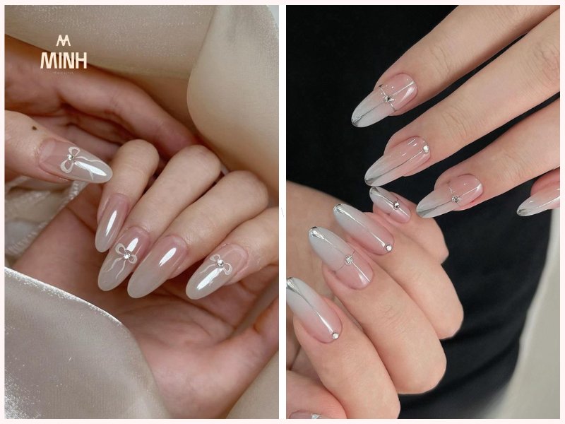 Những mẫu nail trắng loang thanh lịch