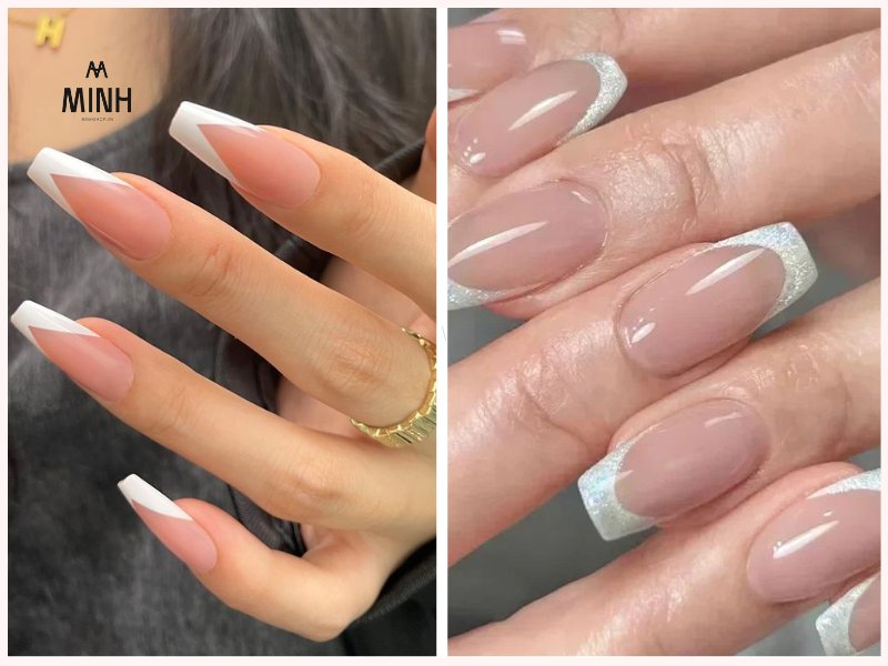 Nail trắng vẽ đầu móng