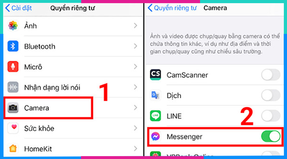 Cách cho phép Messenger truy cập camera trên iPhone và Android đơn giản