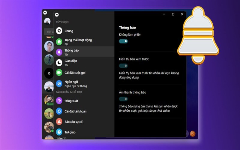 Cách bật hiển thông báo Messenger