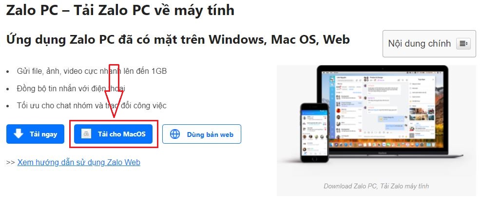 Cách tải ZaloPC cho máy tính hệ điều hành MacOS