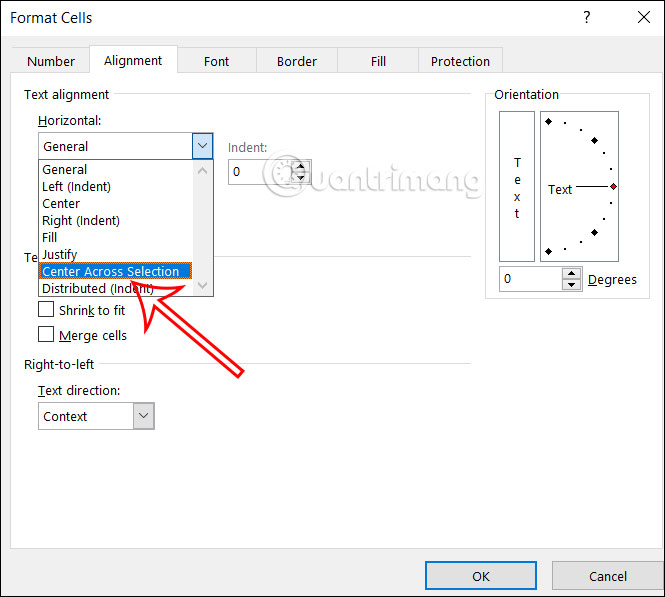 Chỉnh chiều ngang trong ô Excel