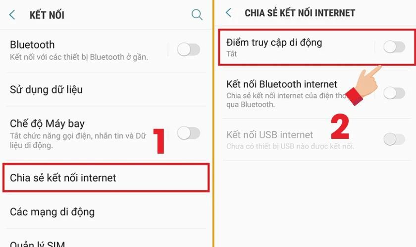 Chia sẻ kết nối 4G trên điện thoại Vivo