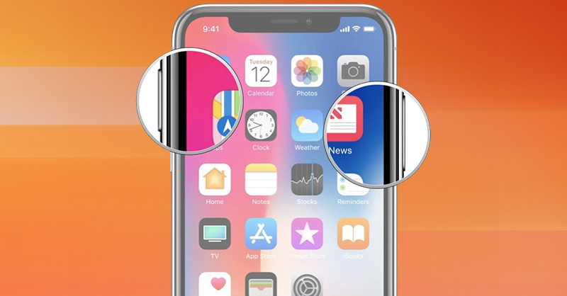 Nhấn nút Tăng âm lượng và nút Nguồn để chụp màn hình iPhone có Face ID