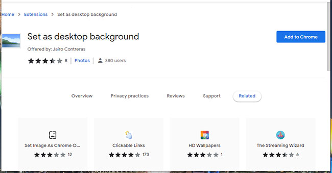 Tùy chọn Set as desktop background trong Chrome