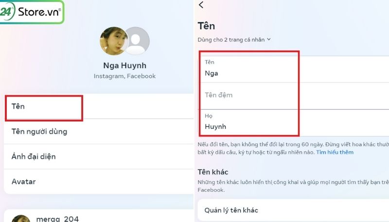 Cách đổi tên instagram liên kết với facebook