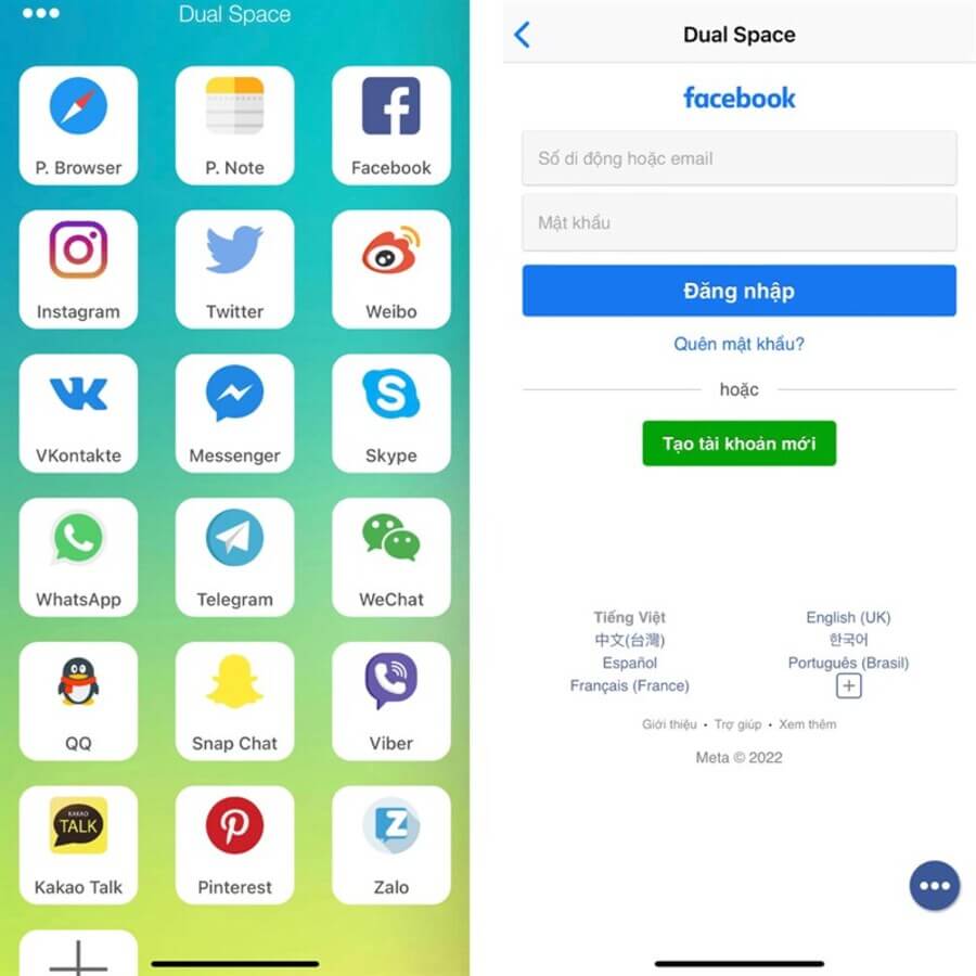 cach su dung 2 tai khoan facebook tren iphone