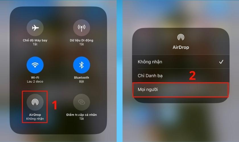cách bật AirDrop