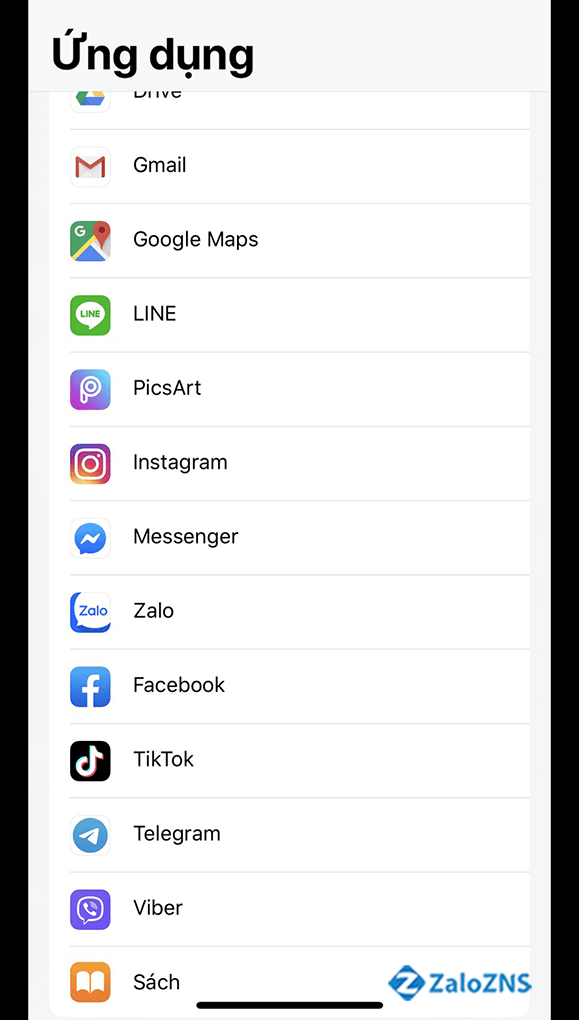 Chọn ứng dụng bạn muốn chia sẻ