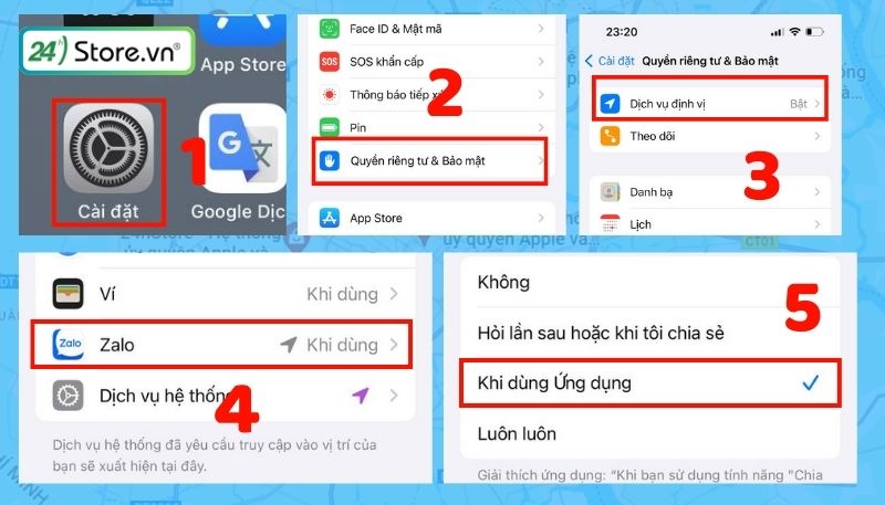 Bật định vị vị trí Zalo trên iPhone