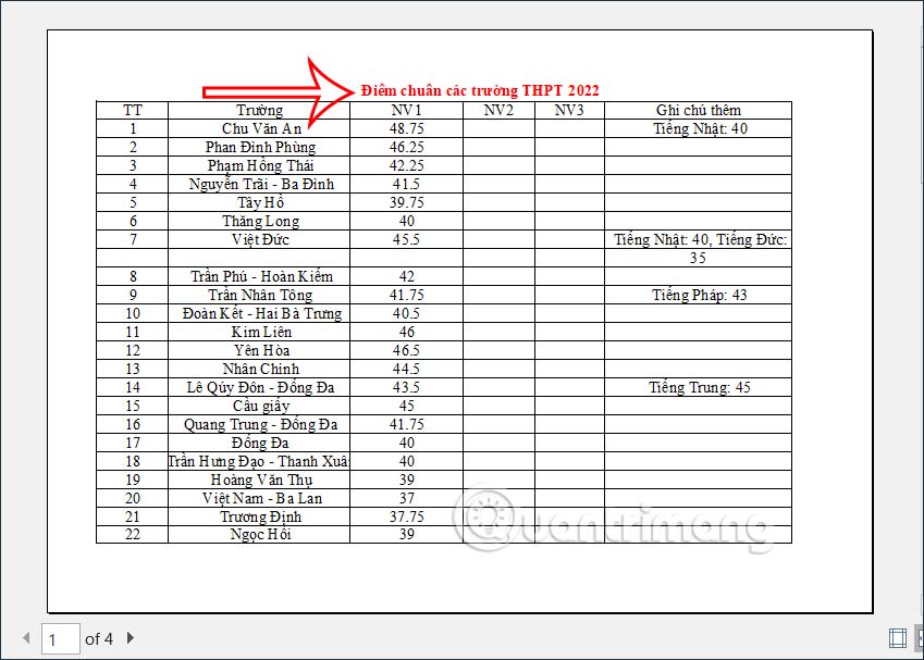 Lặp lại tiêu đề trong Excel