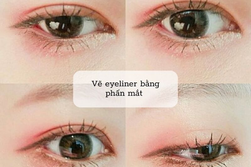 Cách vẽ eyeliner cho mắt mí lót bằng phấn mắt 