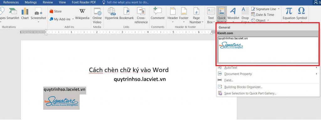 cách ký tên trên word