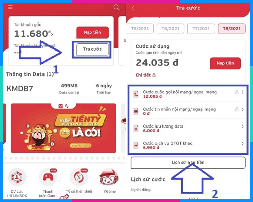 Kiểm tra dịch vụ Viettel App