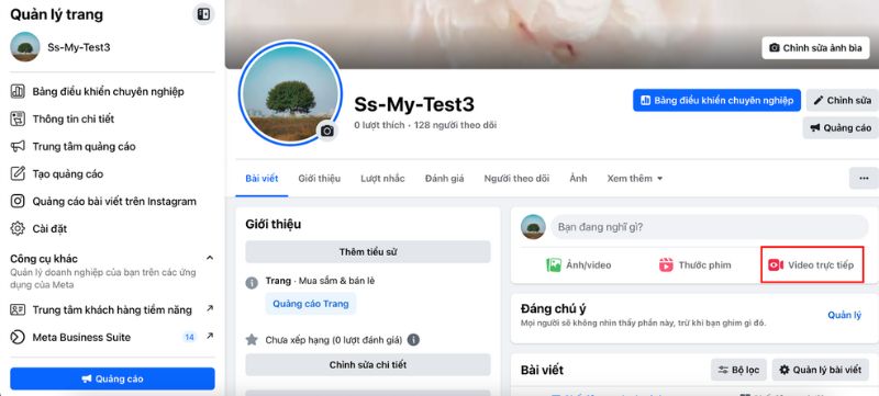 Đăng nhập vào tài khoản có quyền quản trị Fanpage để bắt đầu buổi livestream