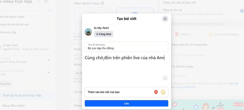 Thêm tiêu đề và mô tả livestream