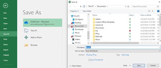 lưu file excel