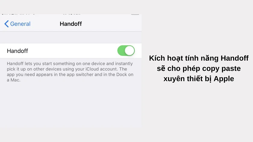 Kích hoạt tính năng Handoff