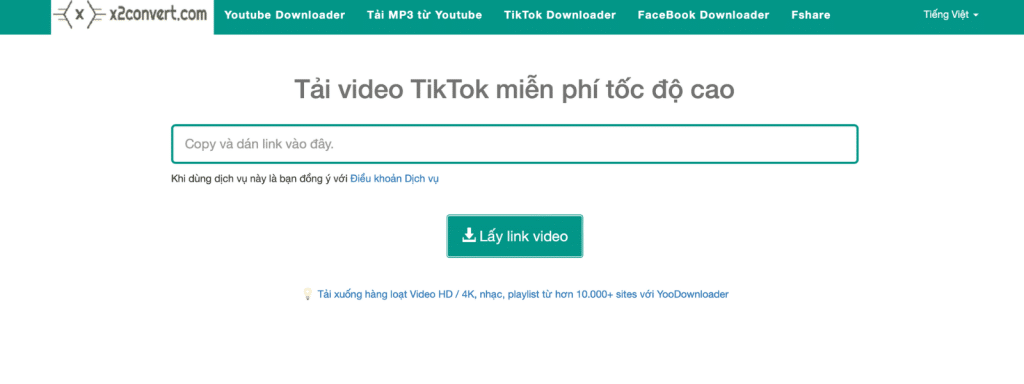 Phần mềm tải video tiktok x2convert