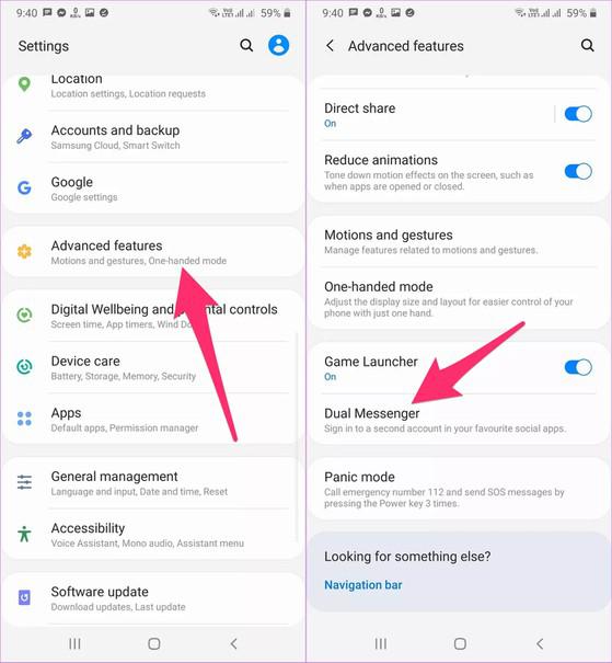 Cách kích hoạt tính năng Dual Messenger trên điện thoại Samsung.