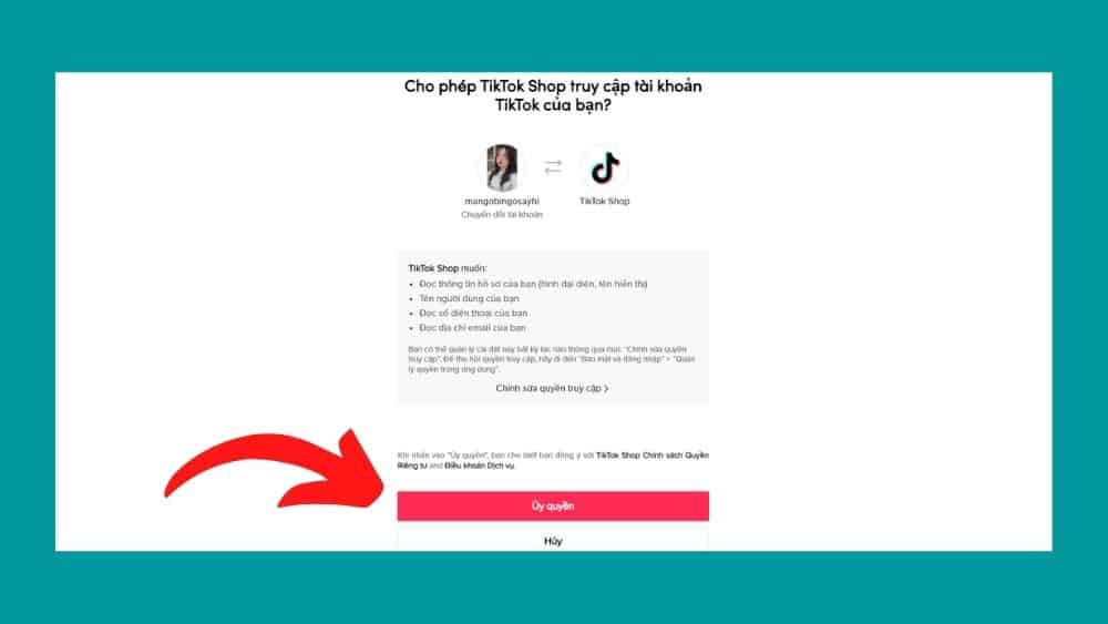 Ủy quyền tài khoản TikTok Shop