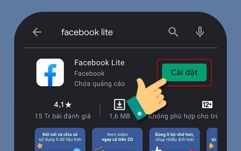 Cài đặt Facebook Lite và đăng nhập tài khoản khác của bạn